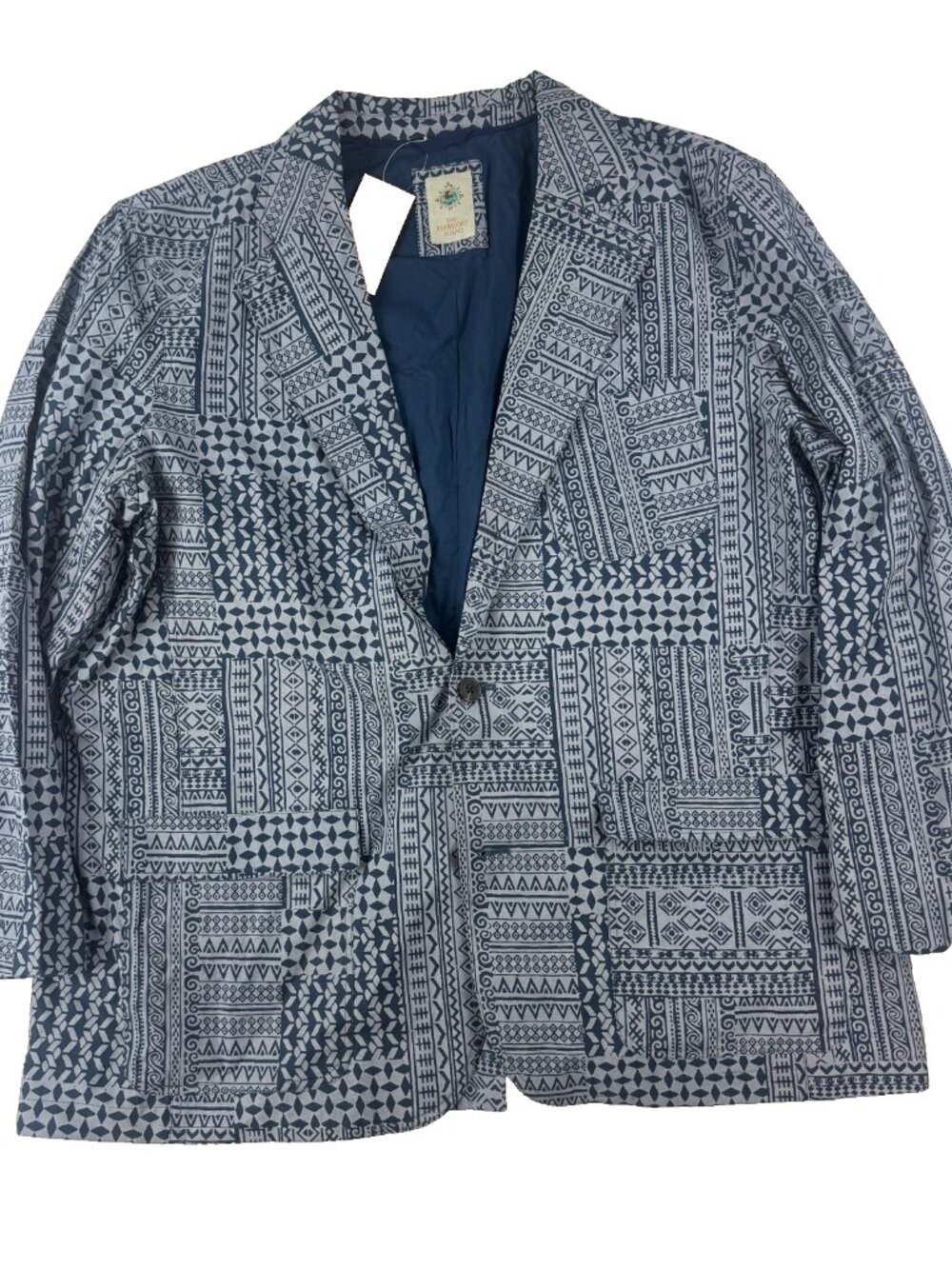NWT The Territory Ahead Sz. XXL Patchwork Overdyed Navy Hawaiian 52L  SportsCoat